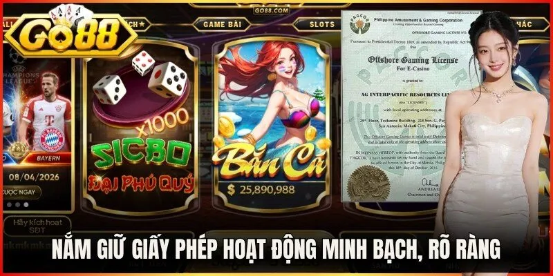 Go88 - Cổng Game Bài Đổi Thưởng Đáng Trải Nghiệm 2026 8 Sunwin Nắm giữ giấy phép hoạt động minh bạch, rõ ràng