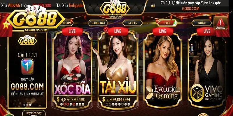 Sảnh Live Casino là hình thức giải trí hấp dẫn, vô cùng thu hút tại Go88