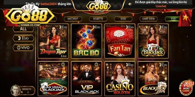 Quy trình tham gia cá cược tại Live Casino tại cổng game Go88