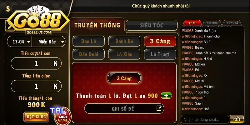 Cược 3 càng luôn là mục tiêu săn đón của những tay chơi lão luyện tại Go88