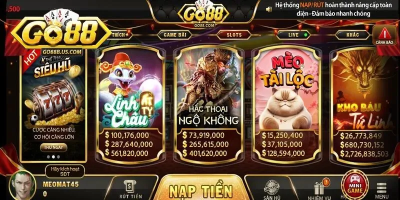Slot luôn là sảnh đứng đầu về lượng truy cập mỗi ngày tại Go88