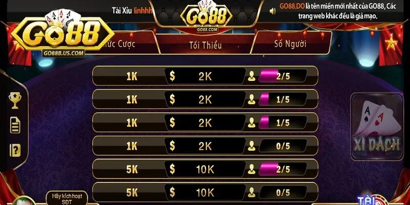 Xì dách là trò chơi tại Game Bài Go88 đòi hỏi khả năng tính toán, chiến lược